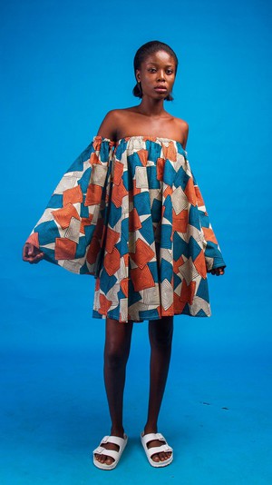 Neyruus African Print Off Shoulder Dress from Atelier D'Afrique