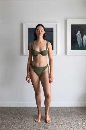 Ruched Mid Waist Bottom | Cactus from AURAI SWIM