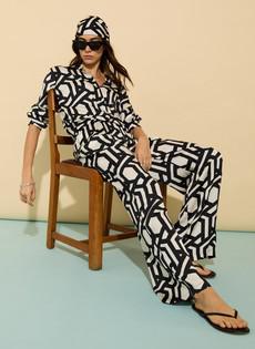 Kay Printed Satin Wide Leg Trousers via Baukjen