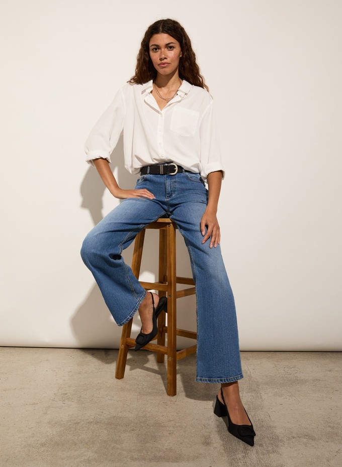 Organic Stretch Cotton Wide Leg Slouch Jeans from Baukjen