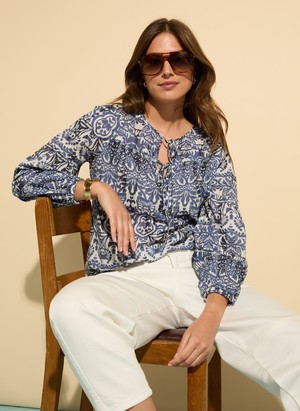 Stephanie Organic Cotton Tie Neck Blouse from Baukjen