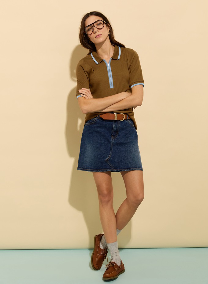 Naomi Organic Rib Zip Collar Top from Baukjen