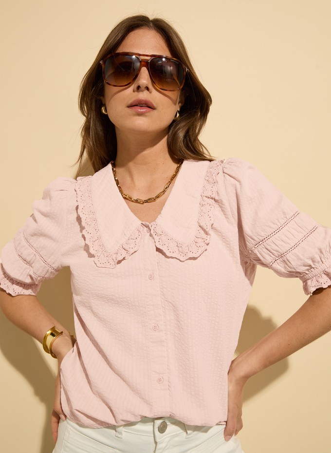 Marti Organic Cotton Broderie Detail Blouse from Baukjen
