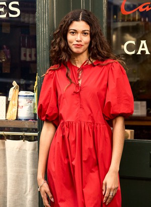 Rose Organic Cotton Tie Midi Dress from Baukjen