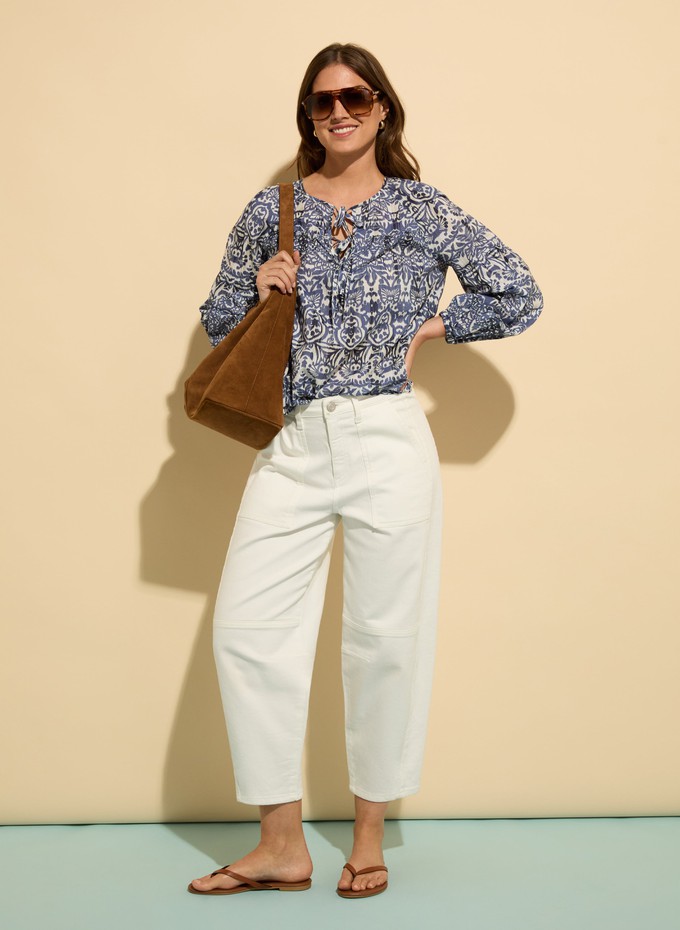 Stephanie Organic Cotton Tie Neck Blouse from Baukjen