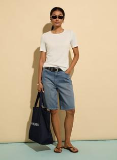 Britney Organic Cotton Stretch Denim Shorts via Baukjen