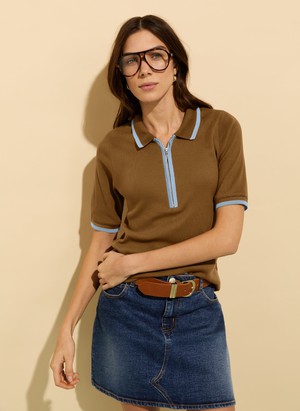 Naomi Organic Rib Zip Collar Top from Baukjen