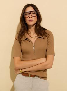 Ivy Organic Rib Zip Collar Top via Baukjen