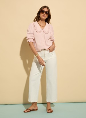 Marti Organic Cotton Broderie Detail Blouse from Baukjen