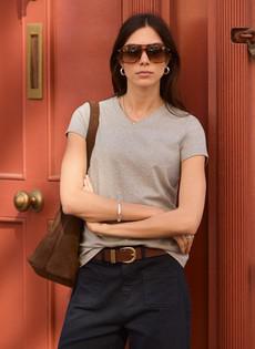 Kiana Organic Cotton V-Neck Slim Tee via Baukjen