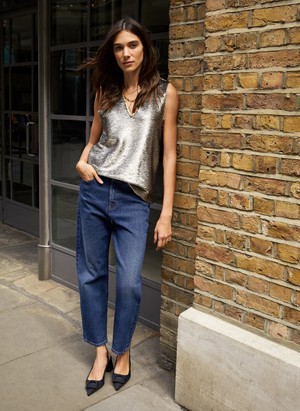 Ourania Recycled Sequin V-Neck Top from Baukjen