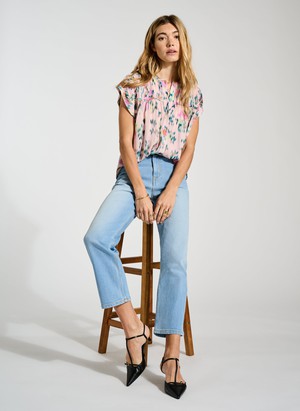 Organic Stretch Cotton Crop Straight Leg Jeans from Baukjen