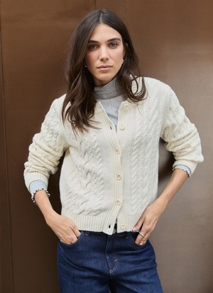 Harri Wool Blend Cable Cardigan from Baukjen