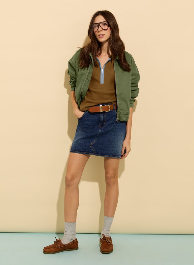 Naomi Organic Rib Zip Collar Top from Baukjen
