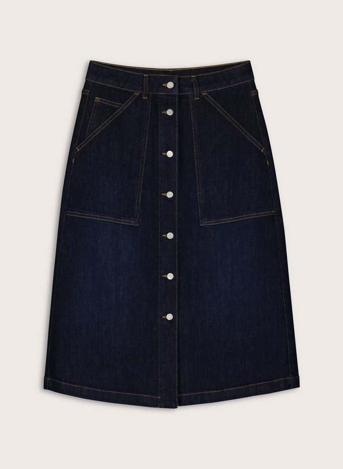 Bobbie Organic Cotton Stretch Denim Midi Skirt from Baukjen