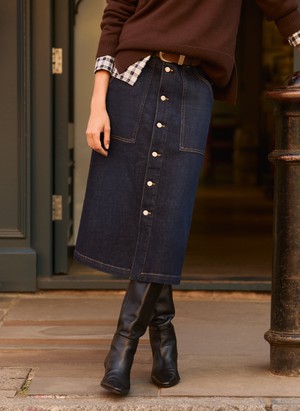 Bobbie Organic Cotton Stretch Denim Midi Skirt from Baukjen