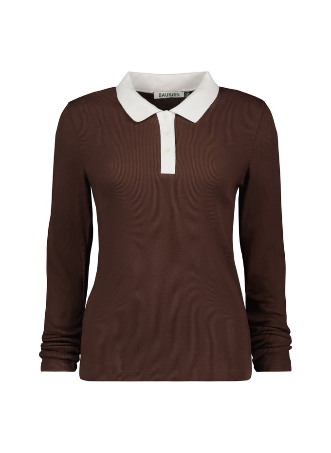 Ellison Contrast Collar Rib Polo Top from Baukjen Ellison Contrast Collar Rib Polo Top from Baukjen