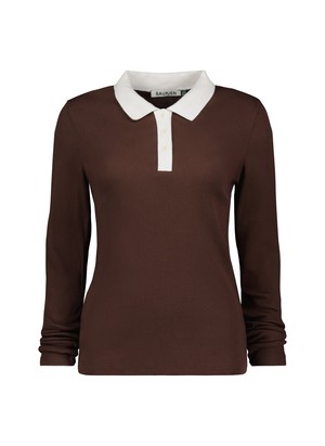 Ellison Contrast Collar Rib Polo Top from Baukjen Ellison Contrast Collar Rib Polo Top from Baukjen