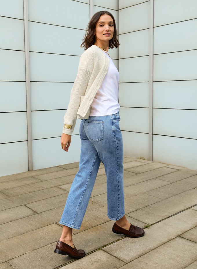 Nola Organic Cotton Stretch Crop Straight Leg Jeans from Baukjen