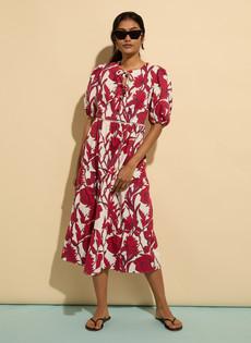 Amelie Organic Cotton Tie Midi Dress via Baukjen