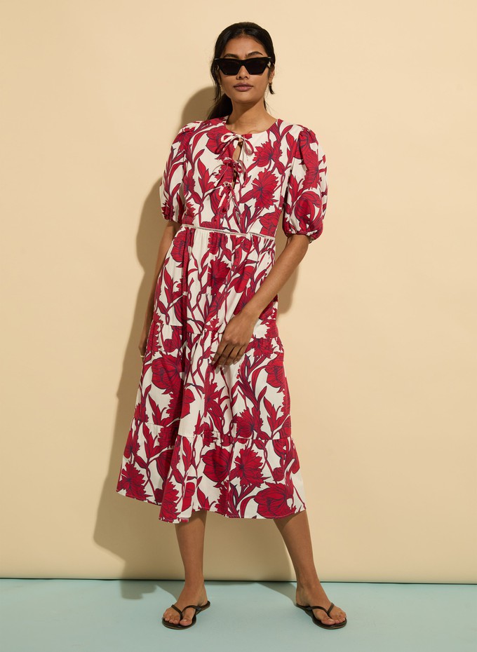 Amelie Organic Cotton Tie Midi Dress from Baukjen