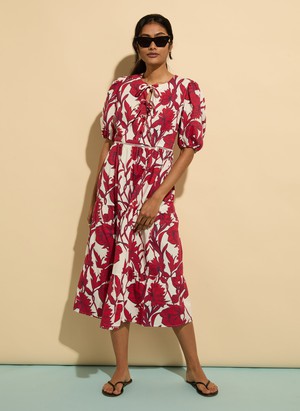 Amelie Organic Cotton Tie Midi Dress from Baukjen
