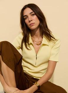 Ivy Organic Rib Zip Collar Top via Baukjen