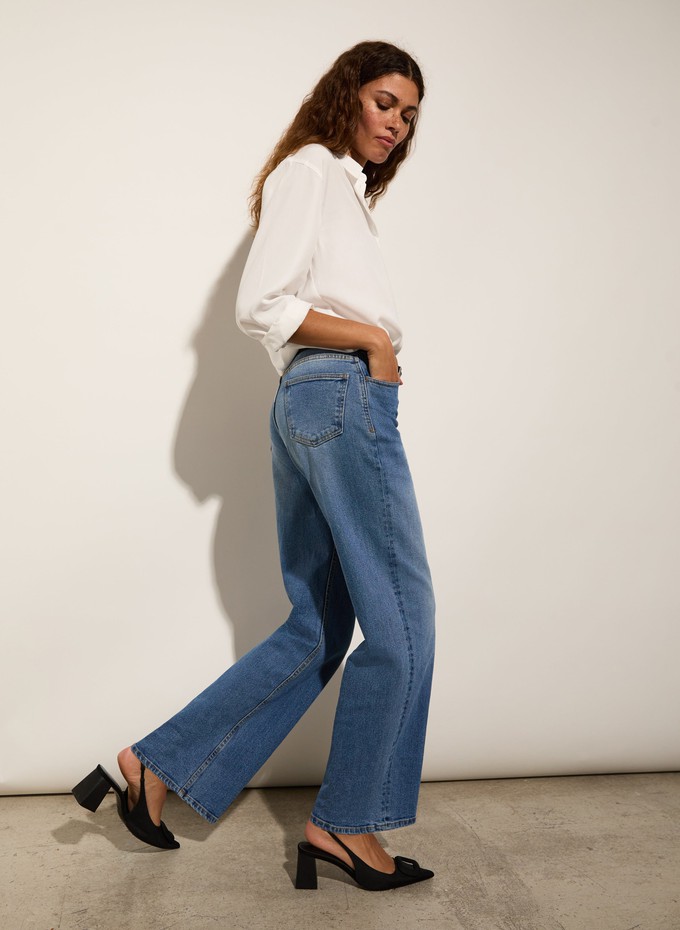 Organic Stretch Cotton Wide Leg Slouch Jeans from Baukjen