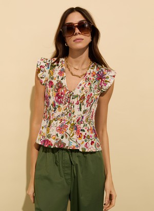 Mariah Organic Cotton Smocked Blouse from Baukjen