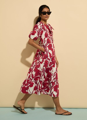 Amelie Organic Cotton Tie Midi Dress from Baukjen