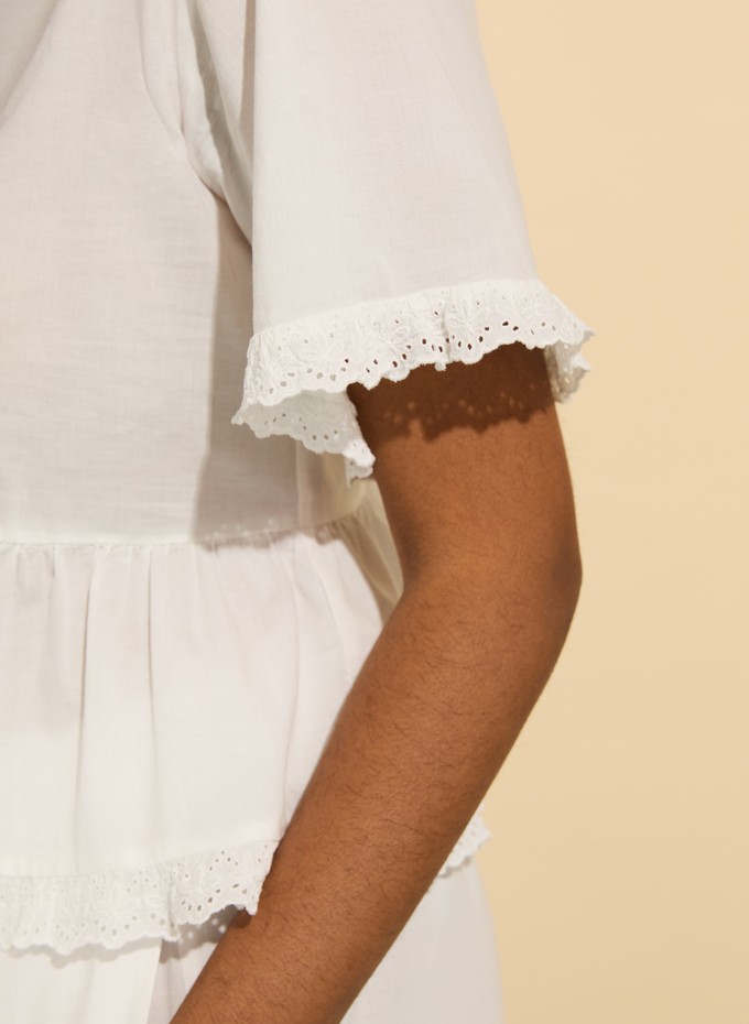 Leona Organic Cotton Broderie Detail Pyjama Shorts from Baukjen