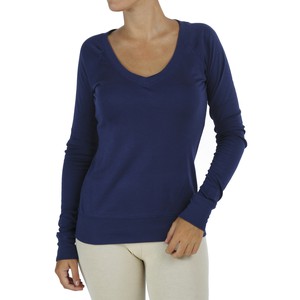 V-Neck Long Sleeve Top in Organic Pima from B.e Quality