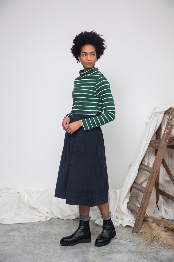 Alma Organic Cotton Corduroy Skirt in Night Sky Navy from Beaumont Organic