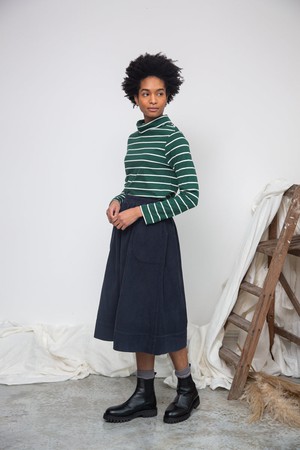 Alma Organic Cotton Corduroy Skirt in Night Sky Navy from Beaumont Organic