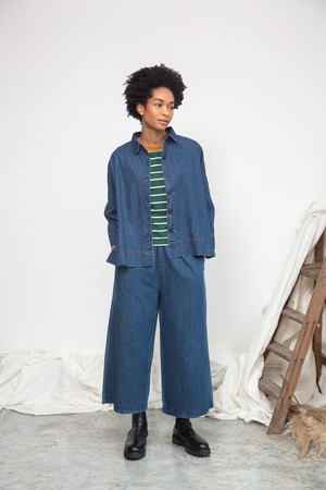 Evora-Leigh Organic Cotton Denim Trousers in Mid Blue from Beaumont Organic