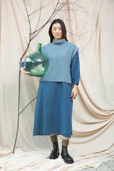Kanon Recycled Wool Knitted Vest in Sky Blue Marl via Beaumont Organic