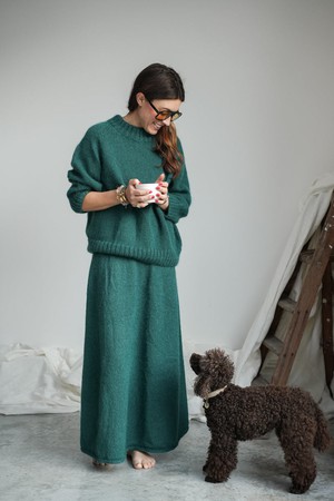 Rosalia Mohair Knitted Skirt in Pine by HANNAH BEAUMONT from Beaumont Organic