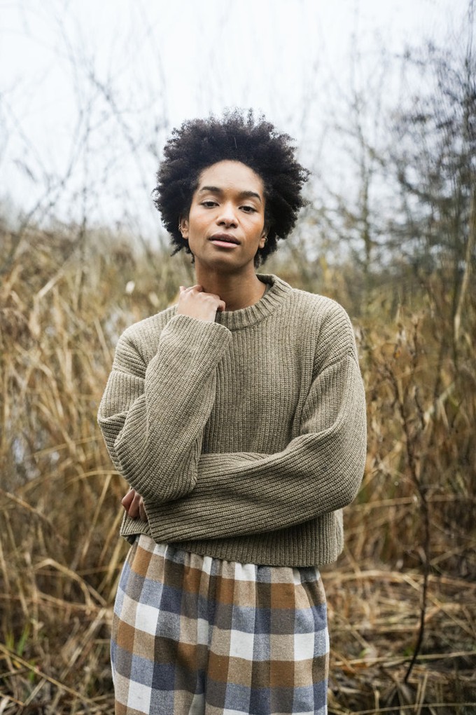 Leo Recycled Wool Knitted Jumper in Taupe Marl from Beaumont Organic