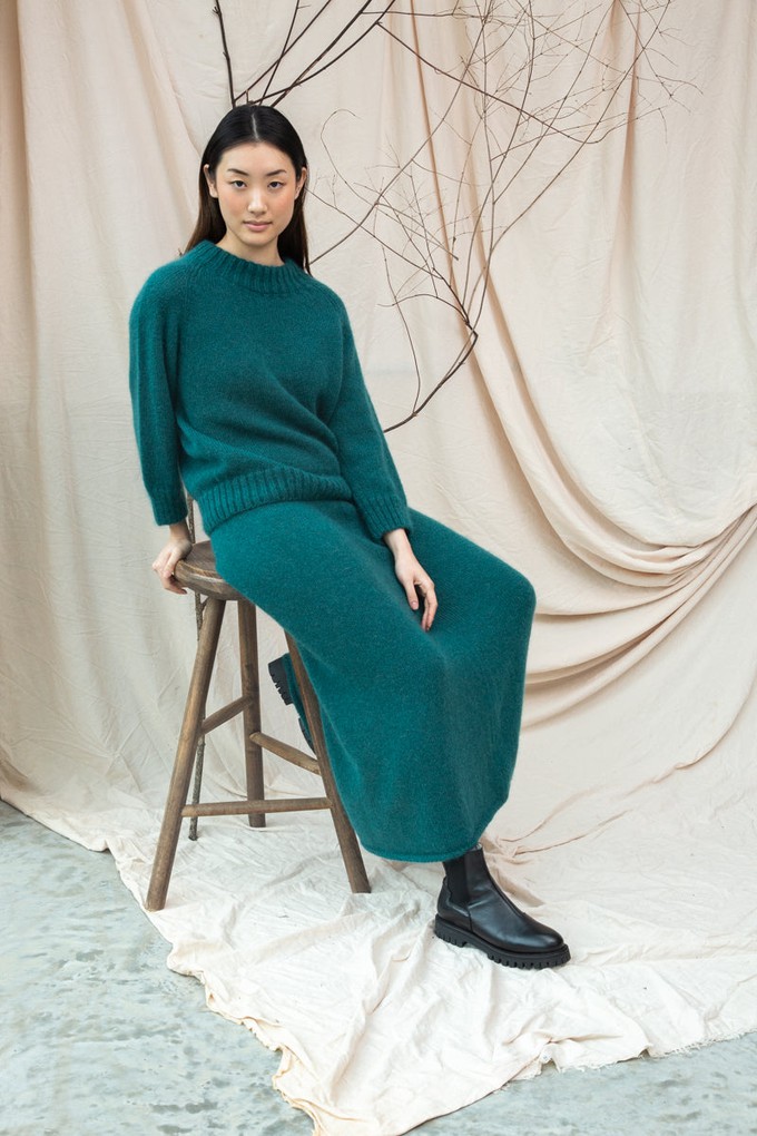Rosalia Mohair Knitted Skirt in Pine by HANNAH BEAUMONT from Beaumont Organic