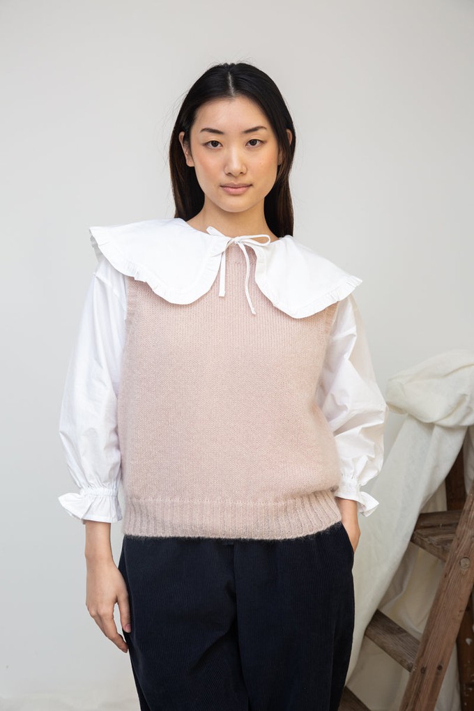 Arosa Mohair Knitted Vest in Shell Pink by HANNAH BEAUMONT from Beaumont Organic