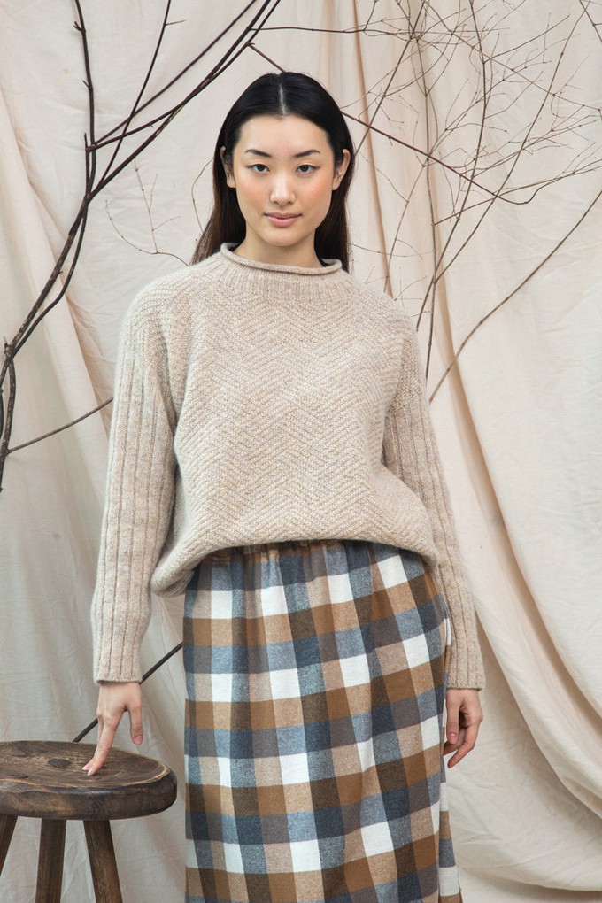 Shika Lambswool Knitted Jumper in Cream Marl from Beaumont Organic