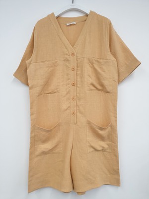 Nadia Linen Playsuit In Sunflower from Beaumont Organic