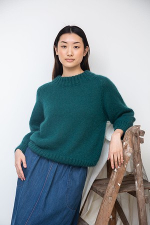 Solstice Mohair Knitted Jumper in Pine by HANNAH BEAUMONT from Beaumont Organic