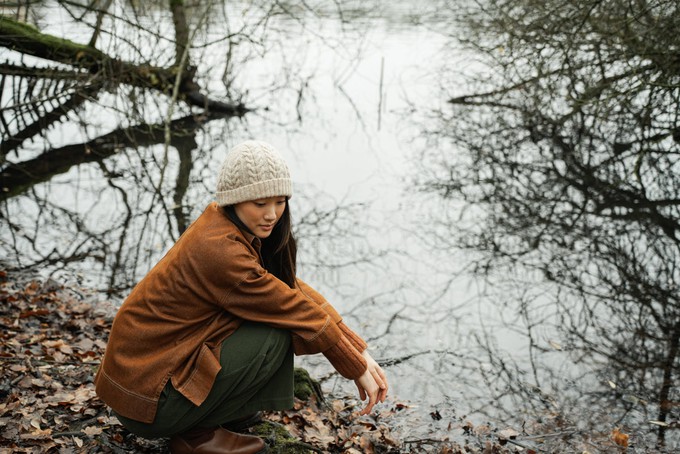 Brogan Lambswool Knitted Hat in Cream Marl from Beaumont Organic