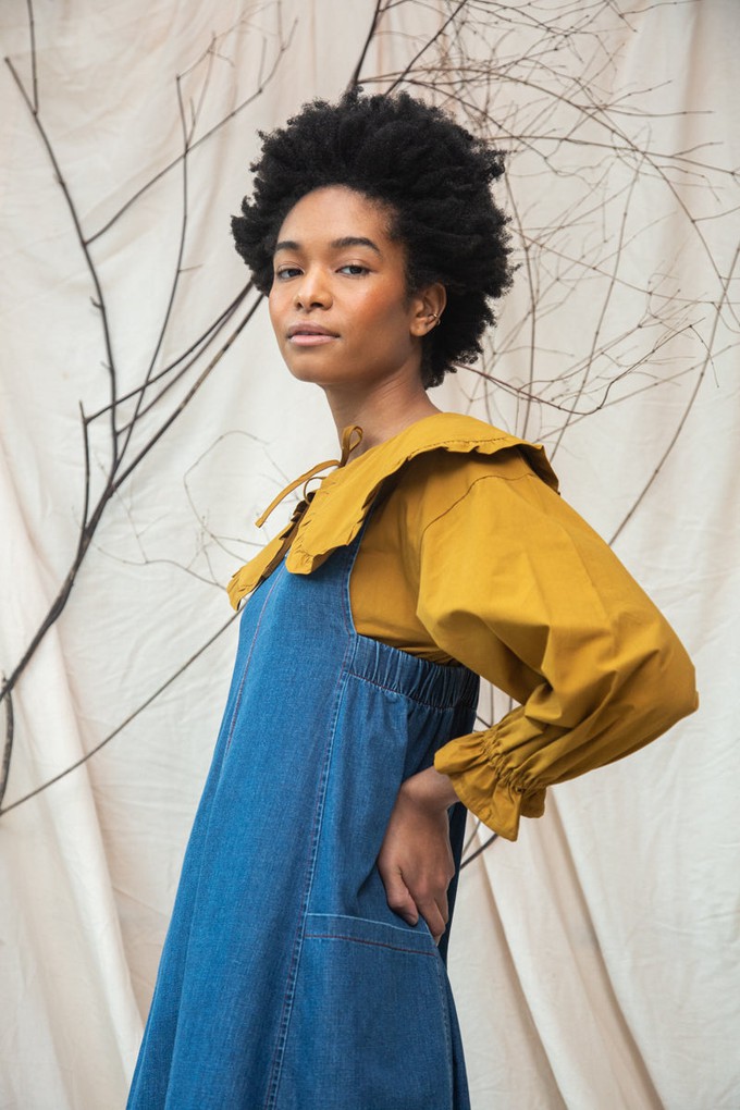 Nandina-Leigh Organic Cotton Denim Dress in Mid Blue from Beaumont Organic