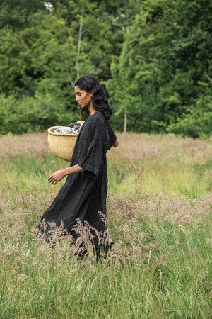 Monique Linen Dress in Black from Beaumont Organic