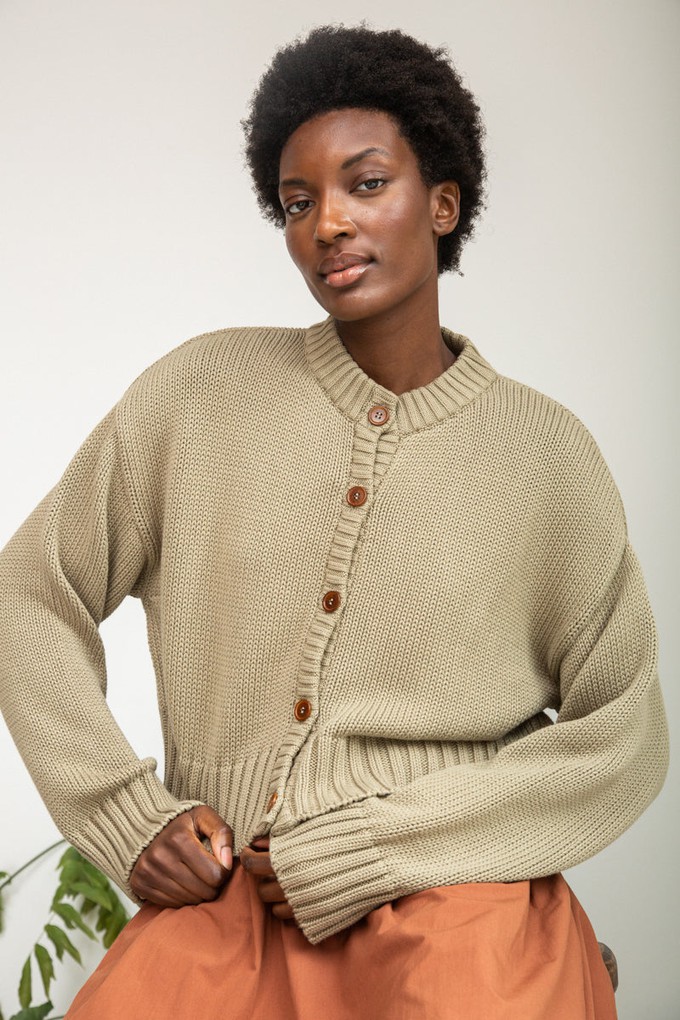 Sugi Organic Cotton Cardigan in Taupe from Beaumont Organic