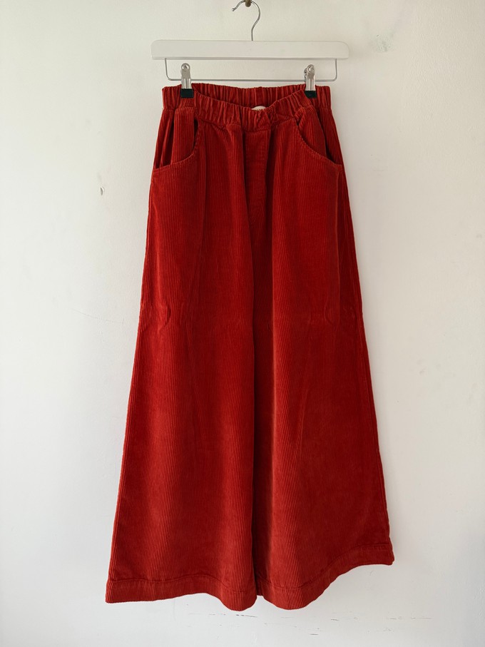 Caitlin Organic Cotton Cord Trouser in Burnt Orange S from Beaumont Organic