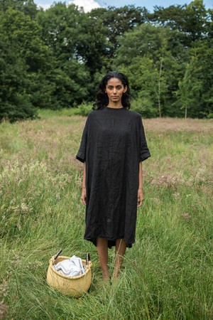 Monique Linen Dress in Black from Beaumont Organic