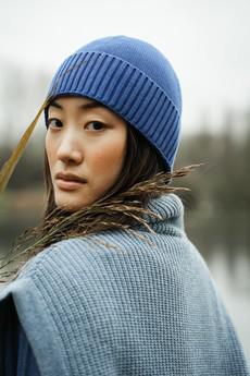 Evie Organic Cotton Knitted Hat in Ink Blue via Beaumont Organic